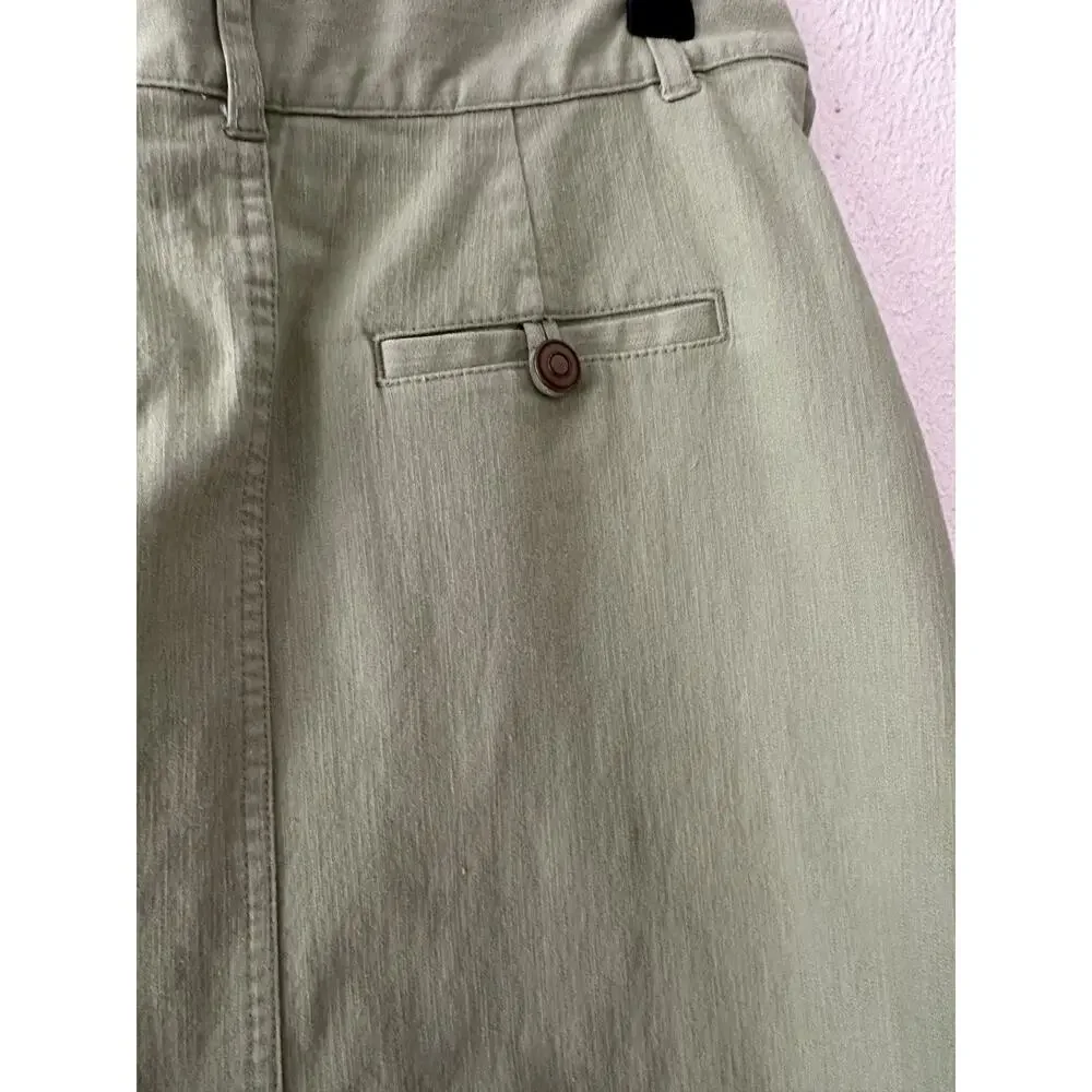 Christopher & Banks Women's Green Stretch Button Front Knee Length Skirt Size 4 - Picture 11 of 15